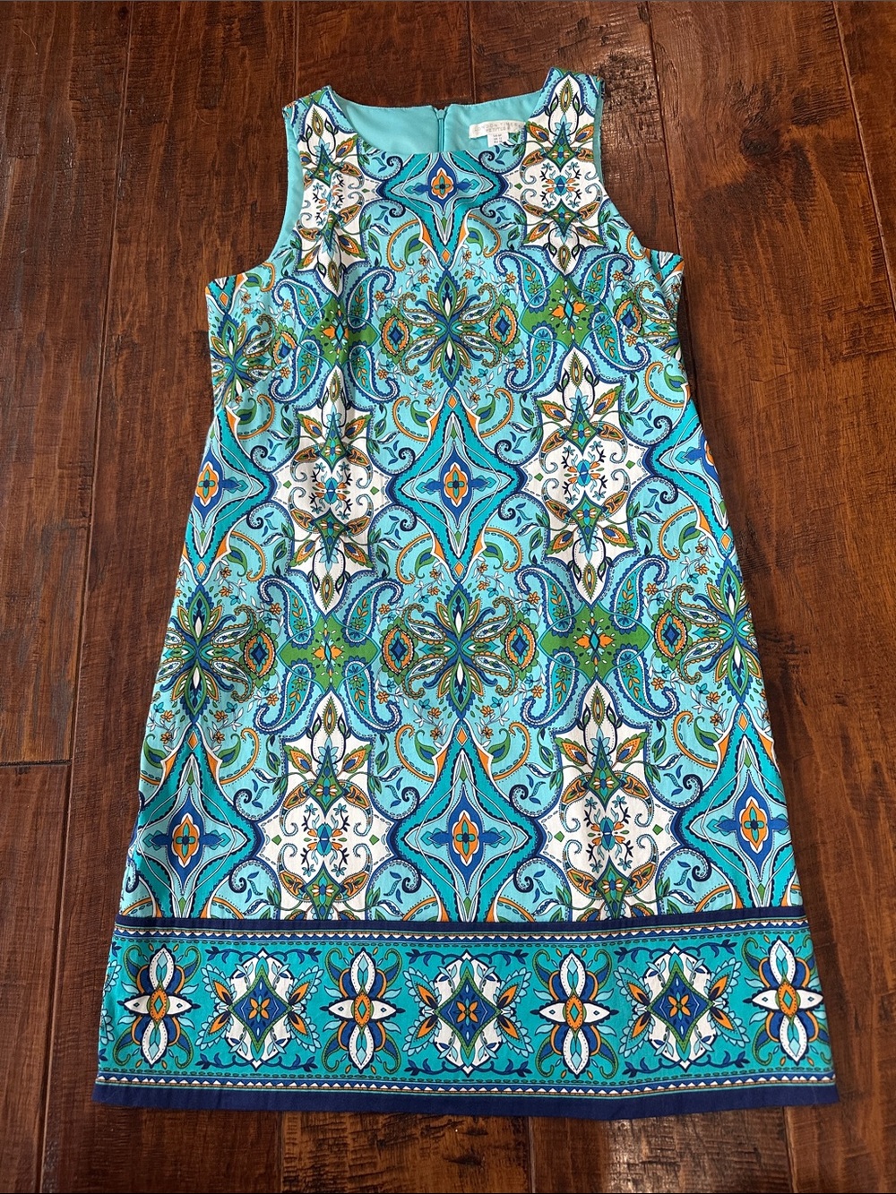London Times Petite Maeve Shift Dress Turquoise Multicolor